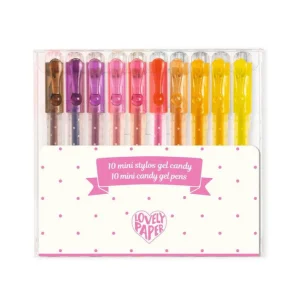 10 Stylos Gel Mini Candy - Couleurs Vives, Pointe Fine