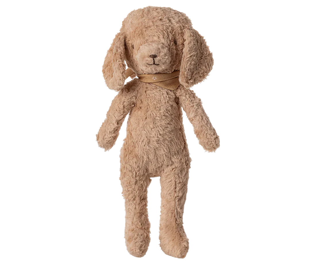 Peluche chien caniche rose poudré 30 cm