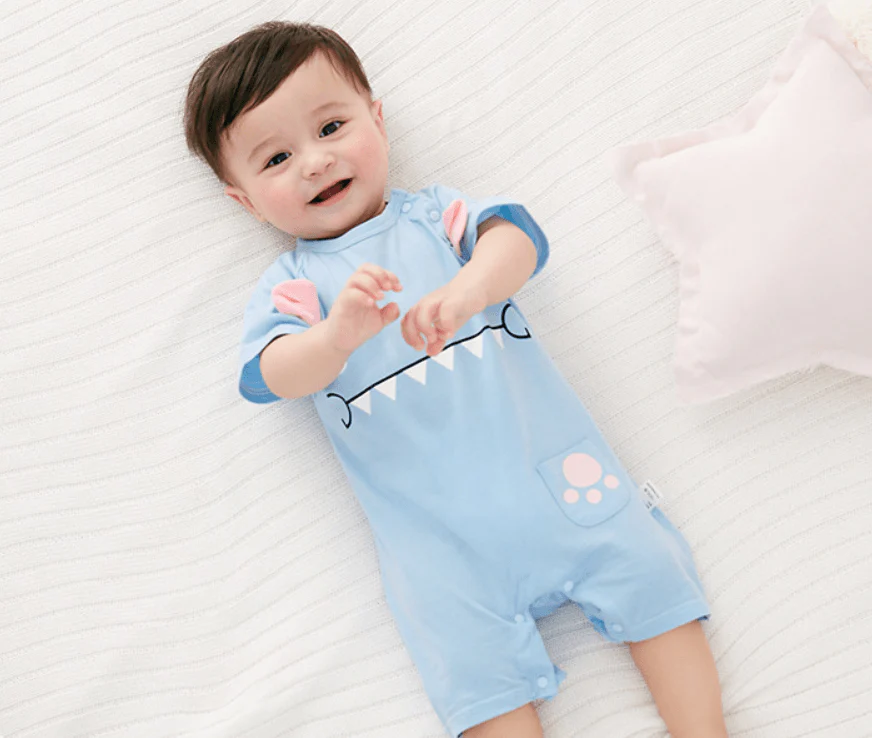 Grenouillère pour bébé bleue et rose – Image 2