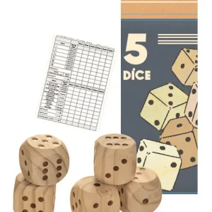 5 dés géants 5,5 cm - Jeu de jardin + 50 fiches