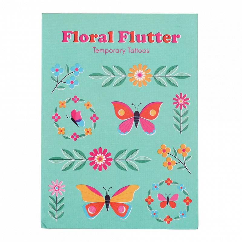 Tatouages temporaires enfants – papillons & fleurs 3+