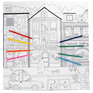 Affiche géante à colorier + 8 crayons - Animaux