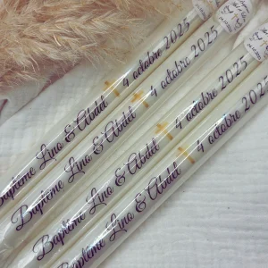 Cierge Personnalisé avec Prénom et Date pour Baptême