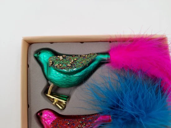 Ornements sapin de Noël oiseaux pailletés à pince (x3) – Image 3