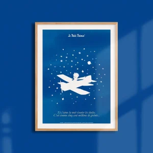 Affiche Le Petit Prince Avion Collection Bleu Blanc