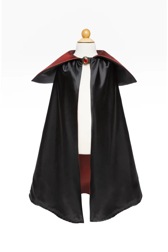 Cape vampire enfant en satin noir et rouge à col haut – Image 4