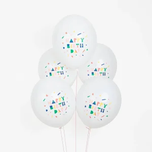 Ballons Anniversaire Happy Birthday - Lot de 5 Latex
