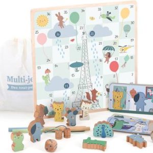 Coffret multi-jeux en bois dès 2 ans – 4 jeux éducatifs