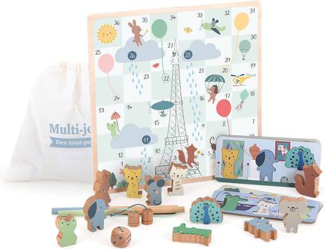 Coffret multi-jeux en bois dès 2 ans – 4 jeux éducatifs