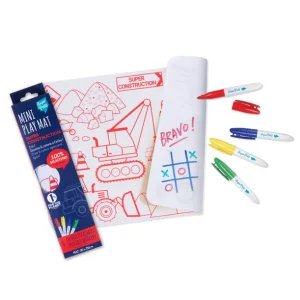Coloriage nomade: Mini Playmat CONSTRUCTION-4 feutres inclus