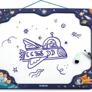 Tableau magnétique enfant Espace en bois avec feutre