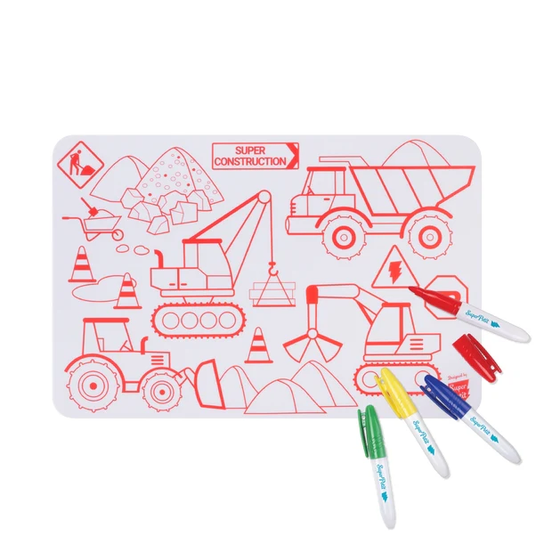 Coloriage nomade: Mini Playmat CONSTRUCTION-4 feutres inclus – Image 3