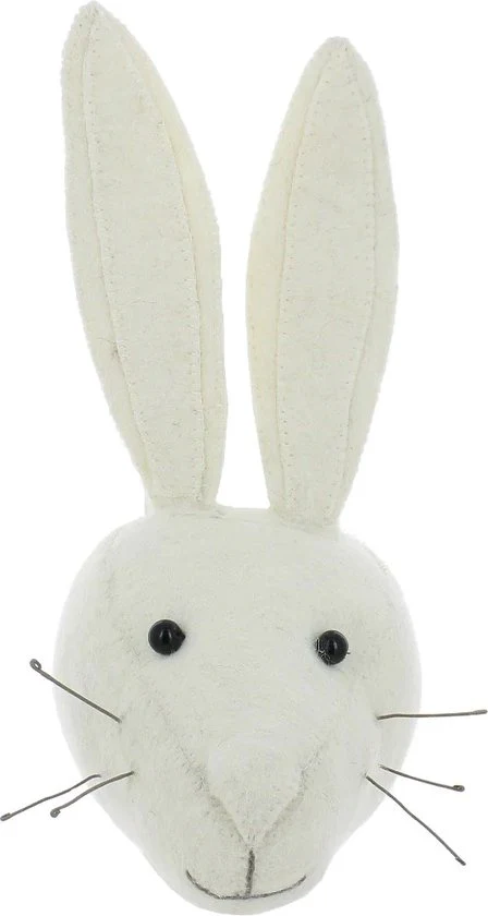 Trophée mural lapin blanc en laine - Fiona Walker – Image 2