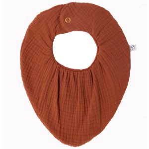 Bavoir-bandana réversible bambou / gaze de coton toffee