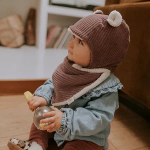 Bonnet velours parme - naissance/36 mois