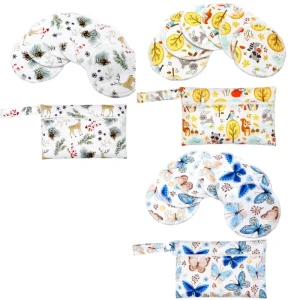 Coussinets d'allaitement- Lavable - En Fibre de bambou, Super Absorbants. Trois jolis motifs