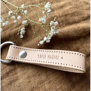 Porte clefs cuir naturel - super maître