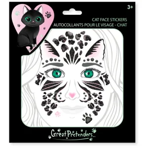 Autocollants visage chat strass et paillettes – enfants