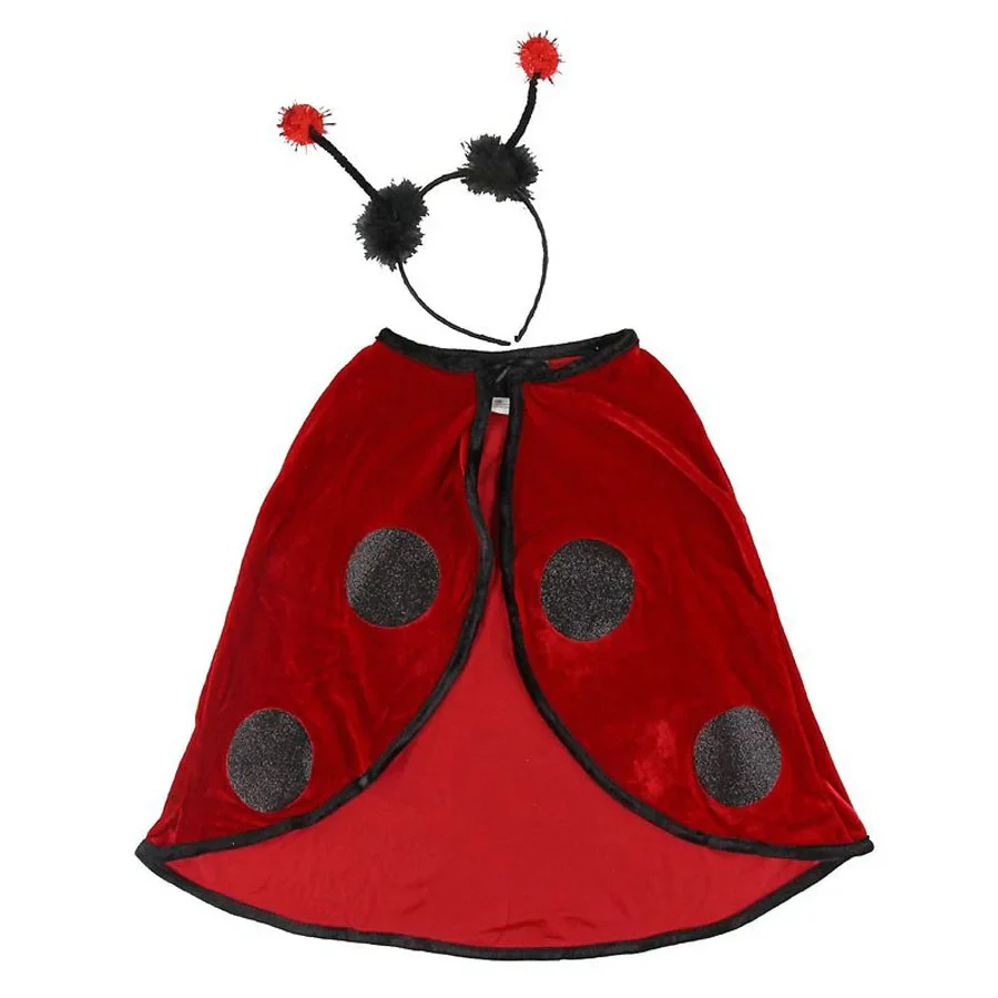 Déguisement coccinelle enfant: cape velours + serre-tête