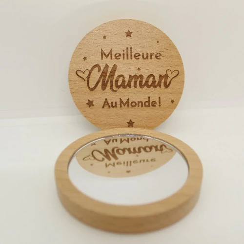 Miroir de poche en bambou Meilleure maman au monde – Image 4
