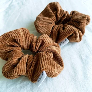 Chouchou Marron Velours Côtelé