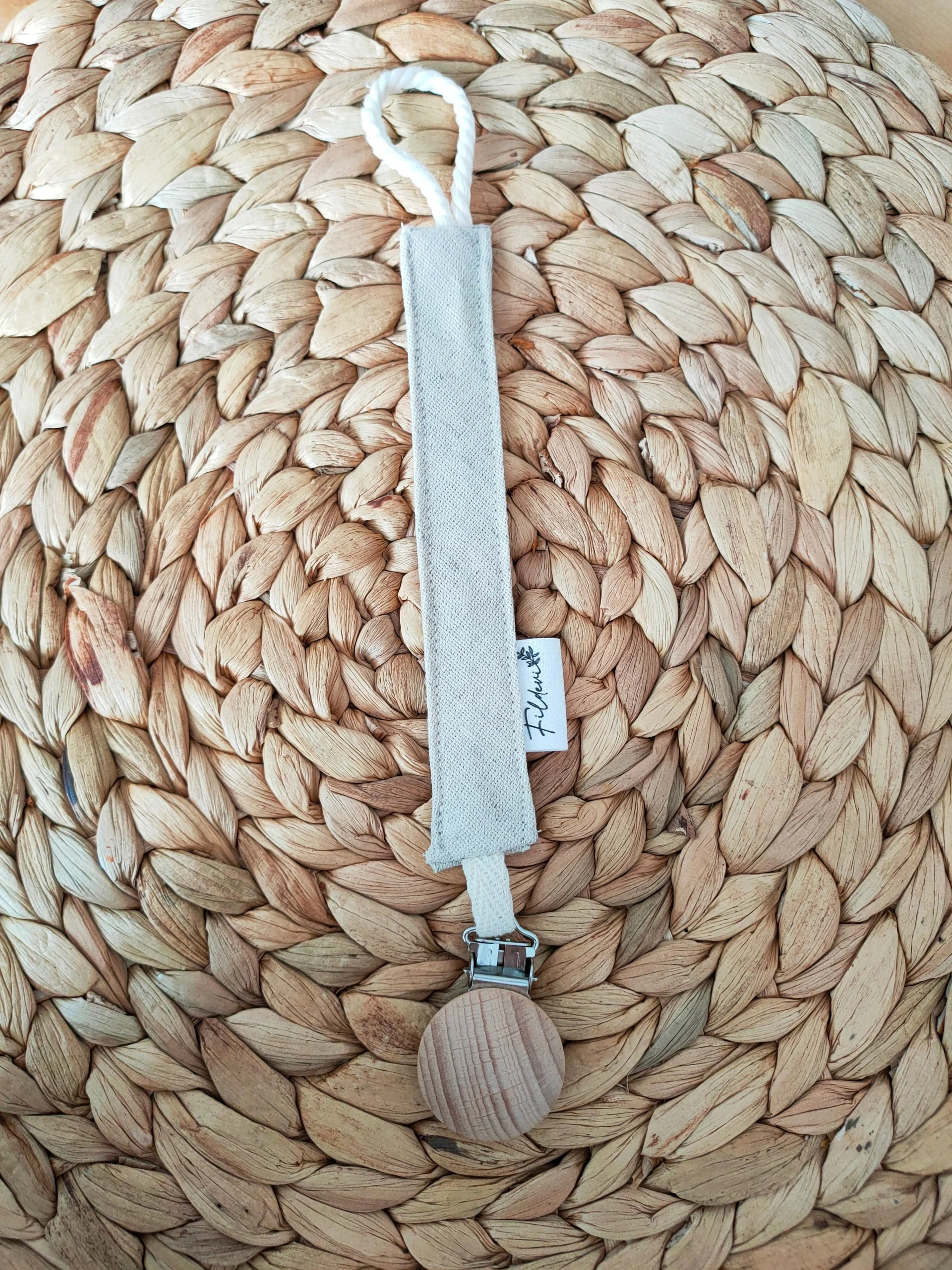 Attache Tétine Lin beige ivoire