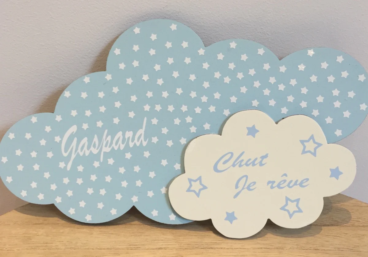 Plaque de porte nuage avec prénom personnalisée – Image 3