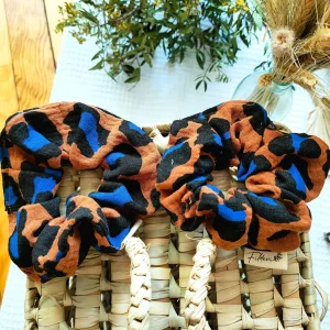 Chouchou Léopard Bleu Et Camel