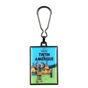 Porte-clés Tintin en Amérique métal 6 cm