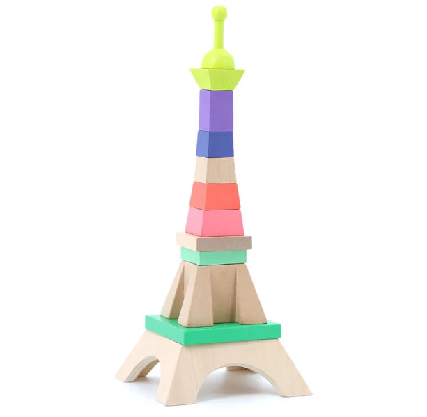 Jouet empilable Tour Eiffel en bois - Motricité fine
