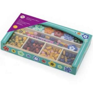 Coffret 180 perles en bois fleurs - dès 3 ans