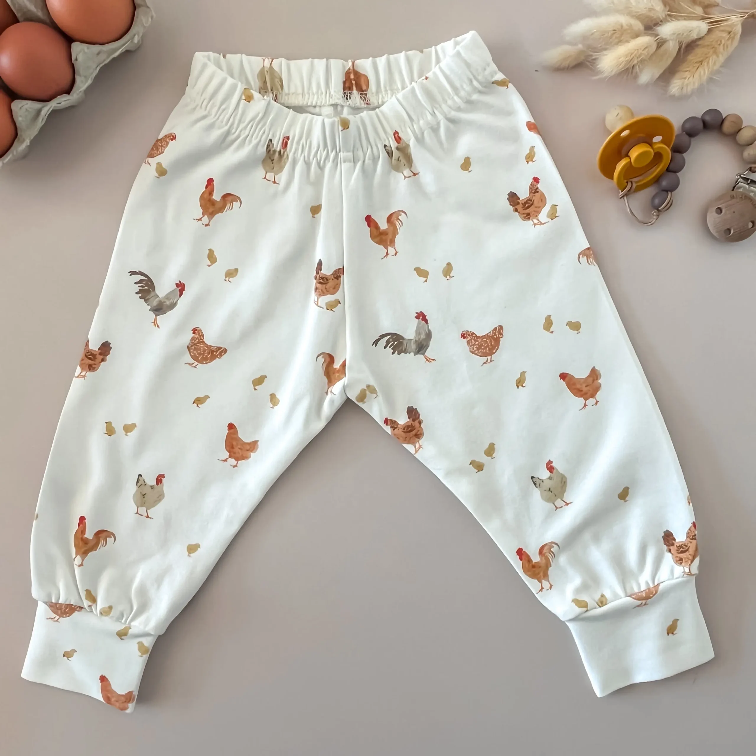 Pantalon mixte en jersey - motif petites poules – Image 4