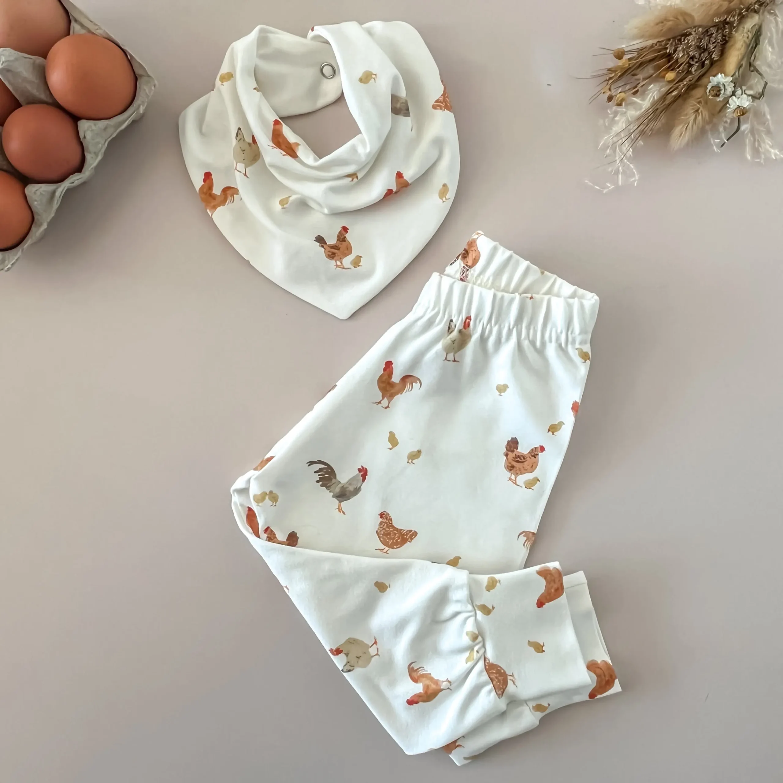 Pantalon mixte en jersey - motif petites poules – Image 5