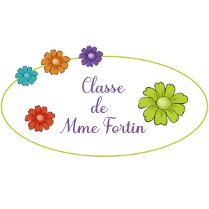 Plaque de porte de classe maîtresse personnalisé avec des fleurs