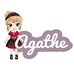 Plaque de porte décoration fille – Robe marron & prénom personnalisé