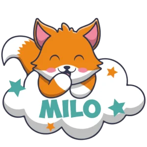 Plaque de porte de chambre Nuage et renard personnalisée en bois