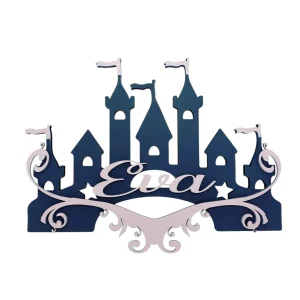 Plaque de porte motif chateau avec prénom personnalisée