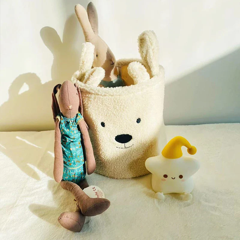 Panier de Rangement Enfant – Ourson Doux en Sherpa | Idéal pour Jouets, Vêtements et Chambre Bébé – Image 2