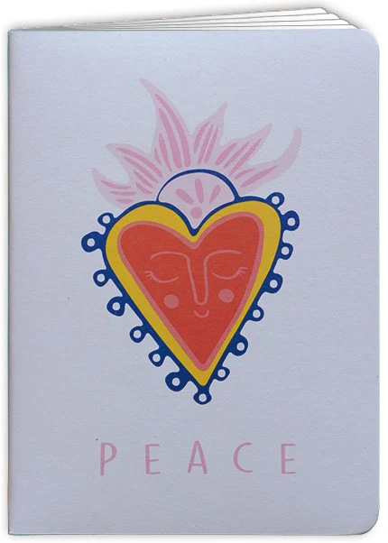 Carnet A5 cœur rose clair peace - coton recyclé fait main