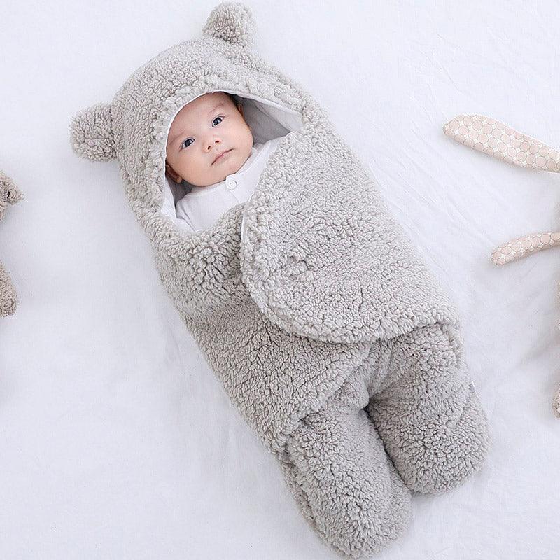 Sac de couchage en coton molletonné gris pour bébé – Image 3