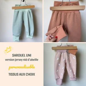 Sarouel jersey nid d'abeille personnalisable