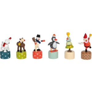Figurine de Noël en bois à poussoir 12 cm – aléatoire