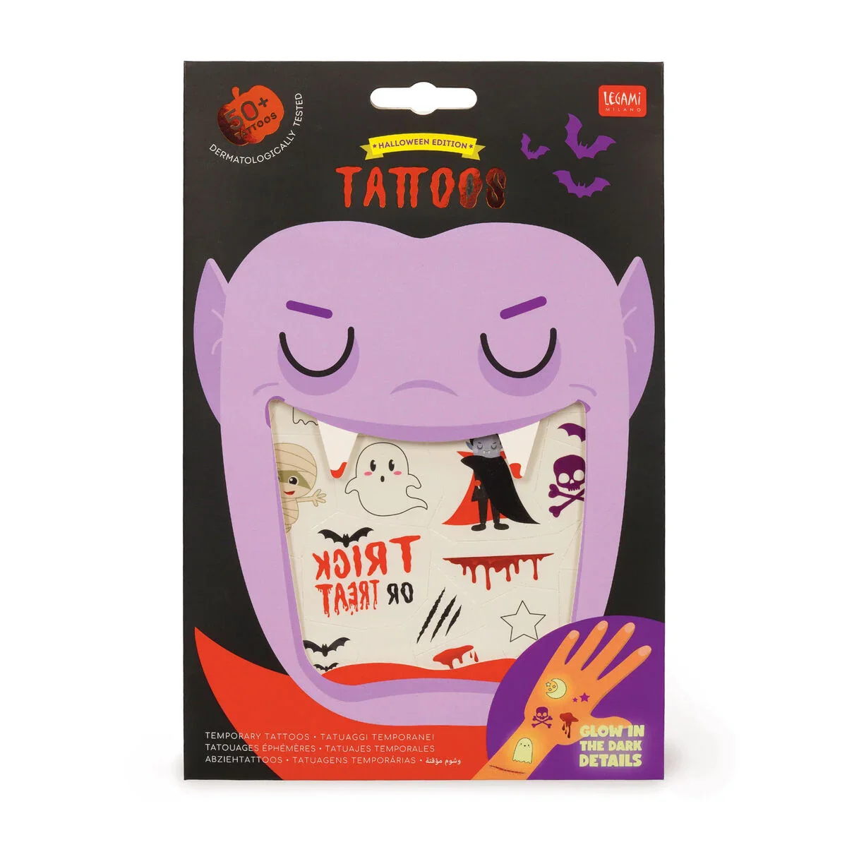 Tatouages éphémères Halloween phosphorescents