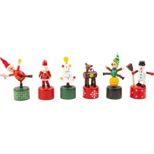 Figurine de Noël en bois à poussoir 12 cm - Aléatoire