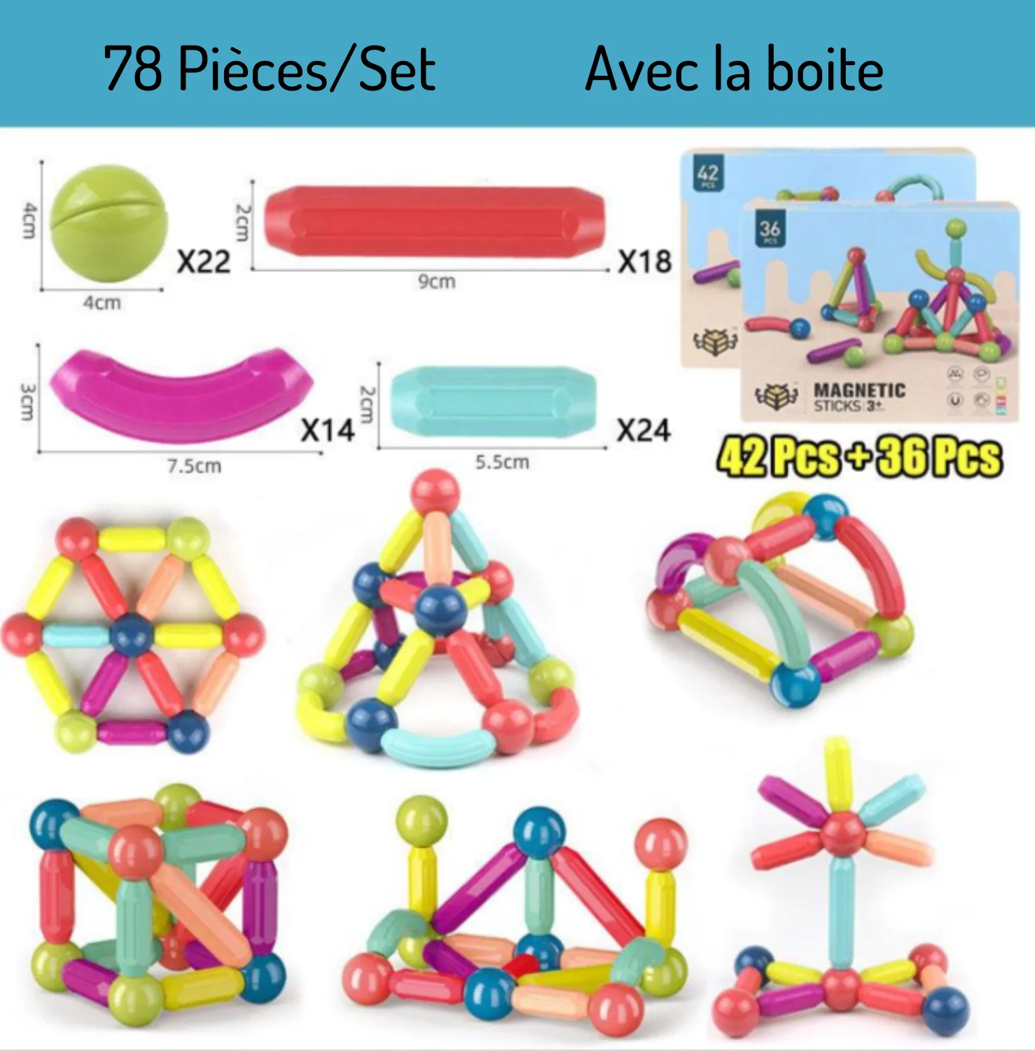 Jeu de bloc contruction magnétique Montessori - Magnetoy™ – Image 9