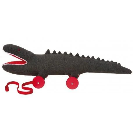 Jouet crocodile à roulettes 45 cm - déco et amusant
