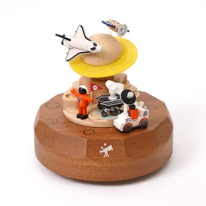 Veilleuse musicale enfant Espace en bois artisanale