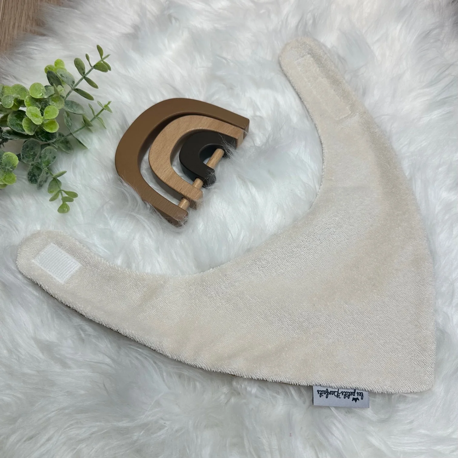Bavoir Bandana motif Animaux fond ocre – Image 4