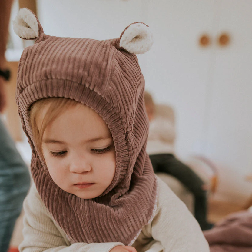 Cagoule velours parme - 9/18 mois