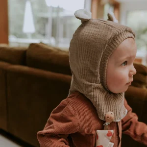 Cagoule velours taupe - 9/18 mois